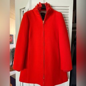 NWOT J.Crew Vibrant Red Lodge Coat, unworn, Italian Stadium Cloth Wool, Petite 4